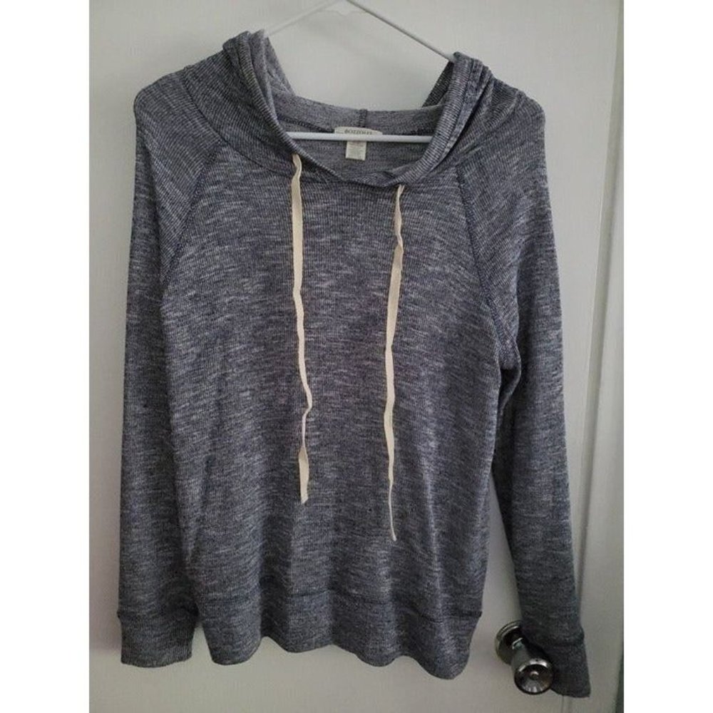 Large Bozzolo Heather Gray Sheer Hooded Shirt
